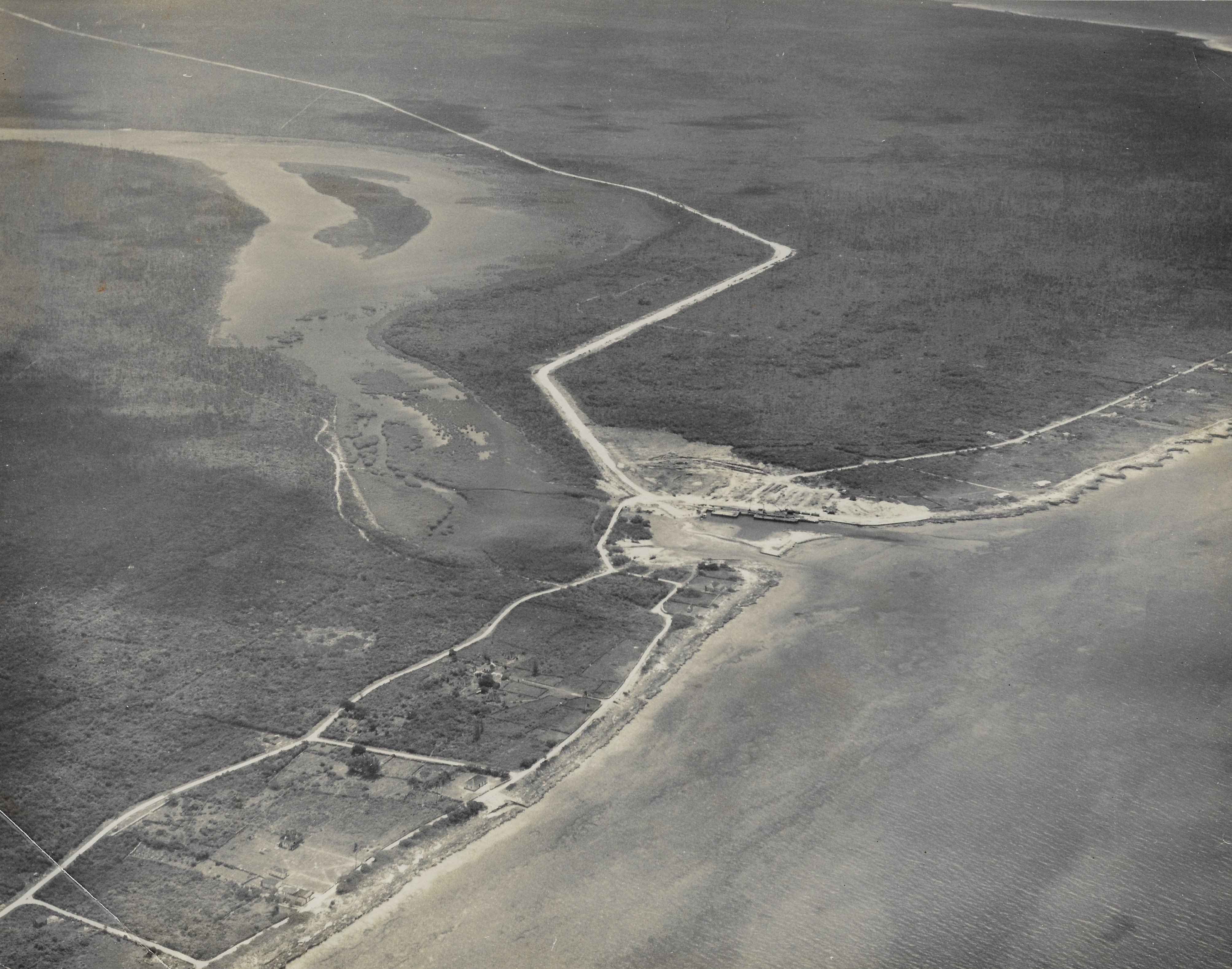 Aerial view of Hawksbill Tidal Creek, July 15, 1955